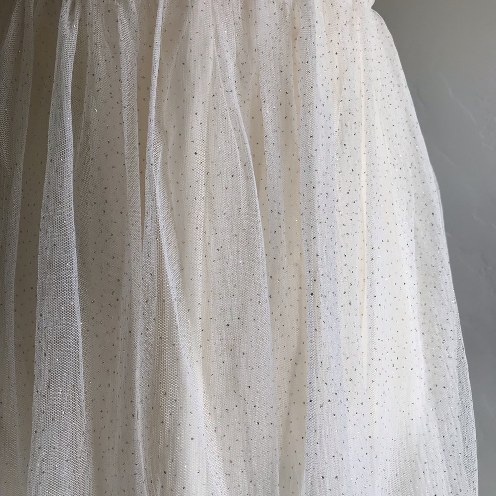 Strapless White/Cream Tulle and Gold Glitter Dress - Picture 5 of 5